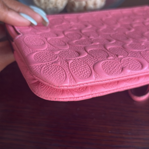 Coach Embossed Pink Wristlet - Picture 6 of 10